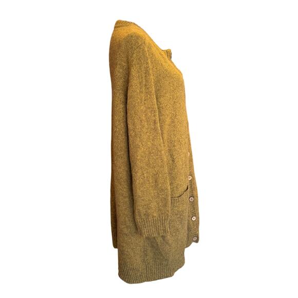 GUDRUN SJÖDÉN Alpaca Wool Blend Long Cardigan Sweater Mustard Yellow Gold XL - Picture 3 of 8